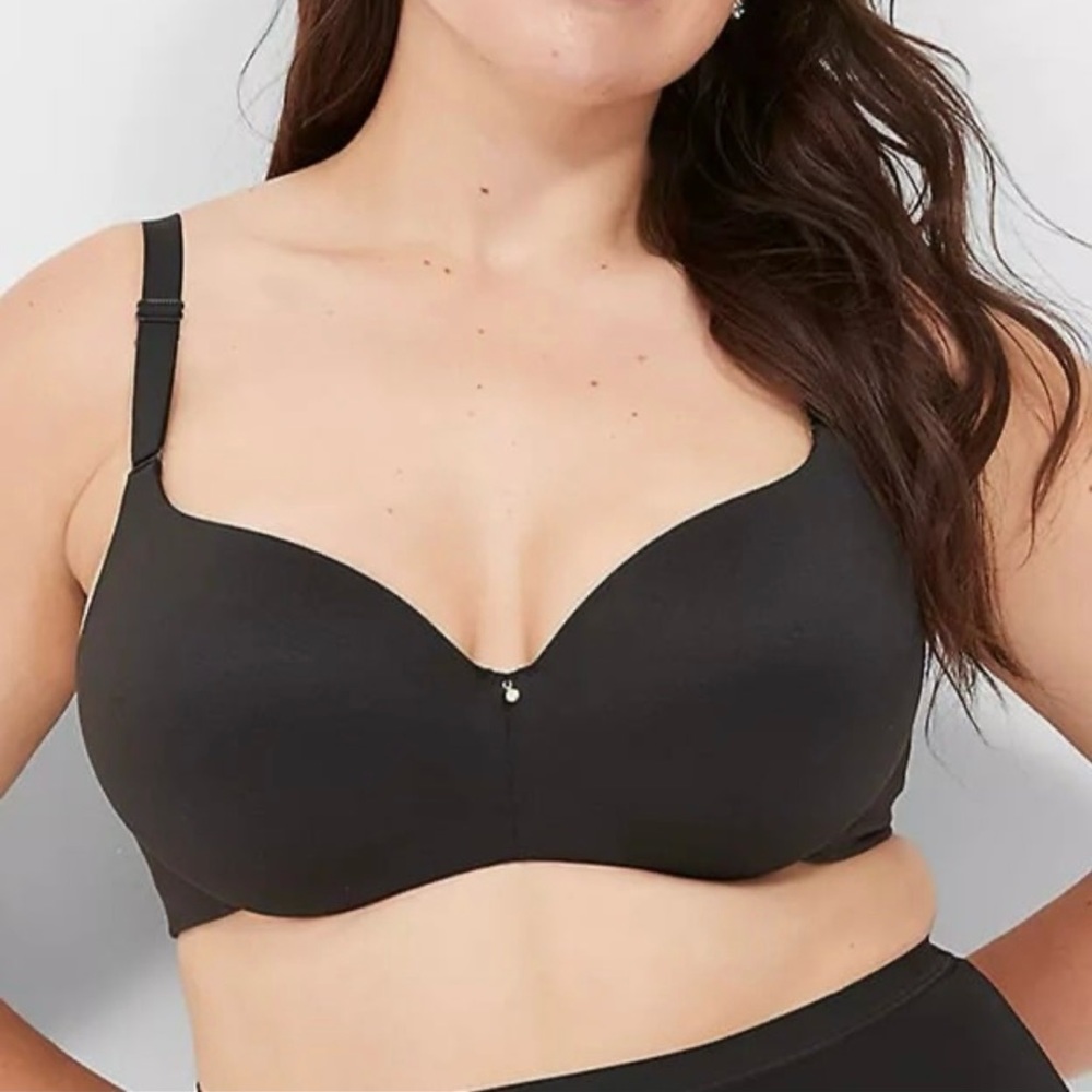 Invisible Backsmoother Lightly Lined Balconette Black Bra 44DD CACIQUE Molded